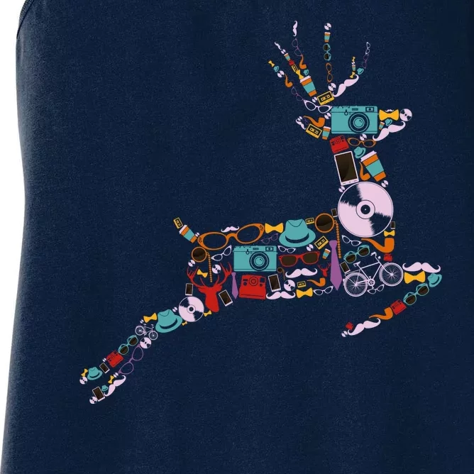 Cool Festive Christmas Gifts Pattern Reindeer Women's Racerback Tank