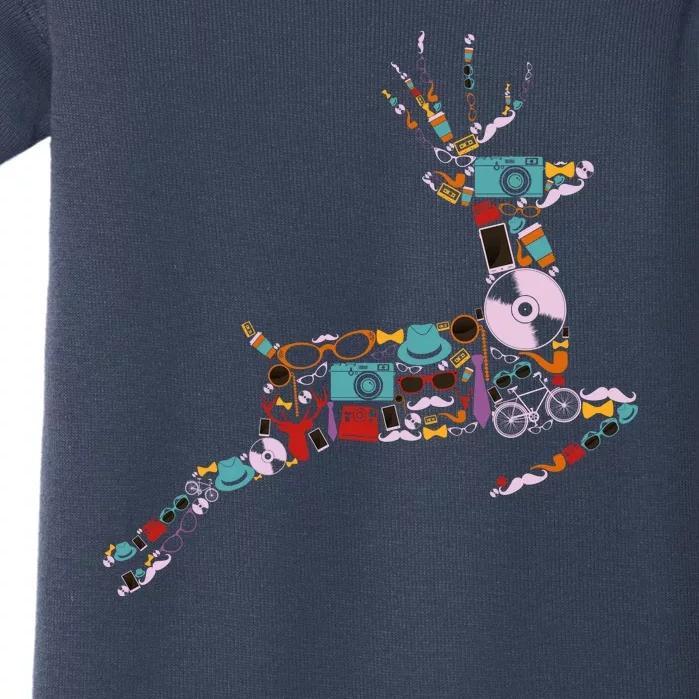 Cool Festive Christmas Gifts Pattern Reindeer Baby Bodysuit