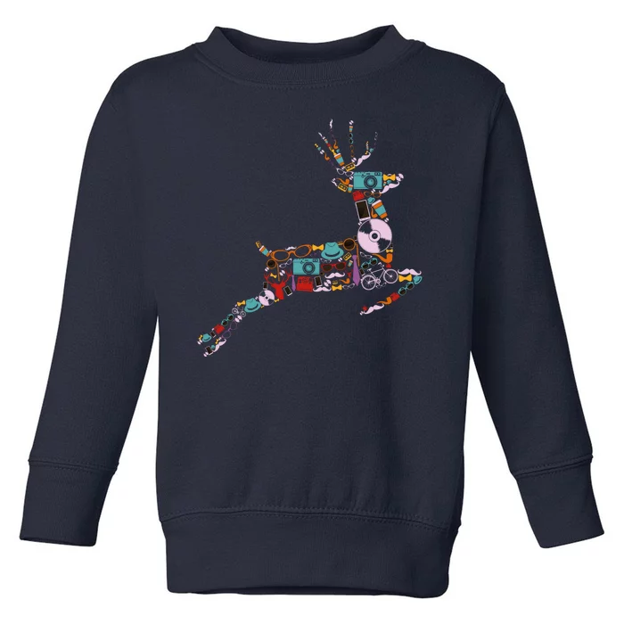 Cool Festive Christmas Gifts Pattern Reindeer Toddler Sweatshirt