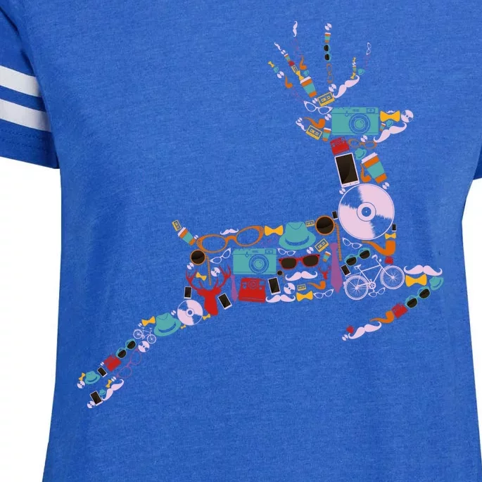 Cool Festive Christmas Gifts Pattern Reindeer Enza Ladies Jersey Football T-Shirt