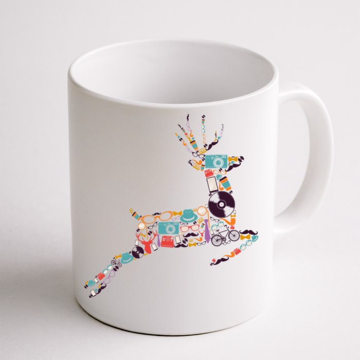 Cool Festive Christmas Gifts Pattern Reindeer Front & Back Coffee Mug