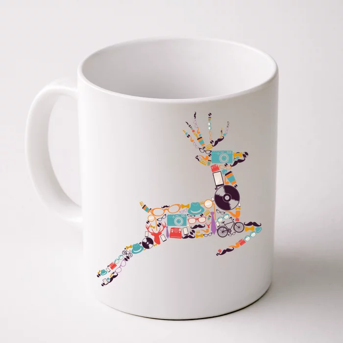 Cool Festive Christmas Gifts Pattern Reindeer Front & Back Coffee Mug