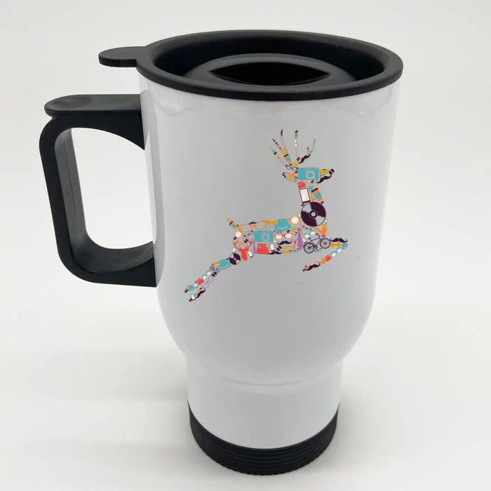 Cool Festive Christmas Gifts Pattern Reindeer Front & Back Stainless Steel Travel Mug