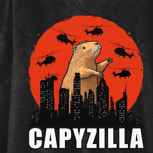 Capybara Funny Capybara Rodent Capyzilla Funny Hooded Wearable Blanket