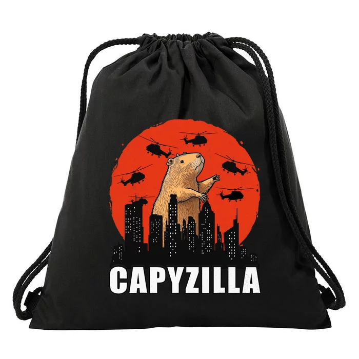 Capybara Funny Capybara Rodent Capyzilla Funny Drawstring Bag