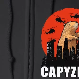 Capybara Funny Capybara Rodent Capyzilla Funny Full Zip Hoodie