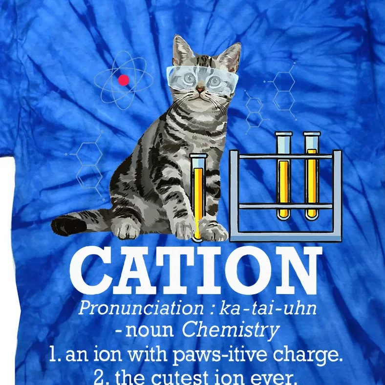 Cation Funny Chemistry Humor Science Teacher Cat Pun Tie-Dye T-Shirt