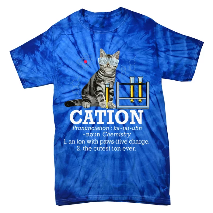 Cation Funny Chemistry Humor Science Teacher Cat Pun Tie-Dye T-Shirt