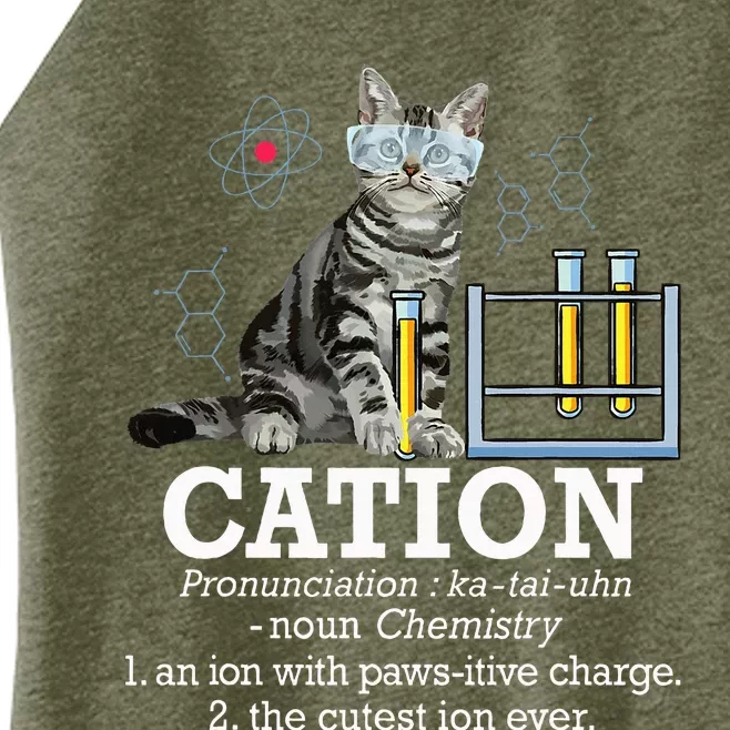 Cation Funny Chemistry Humor Science Teacher Cat Pun Women’s Perfect Tri Rocker Tank