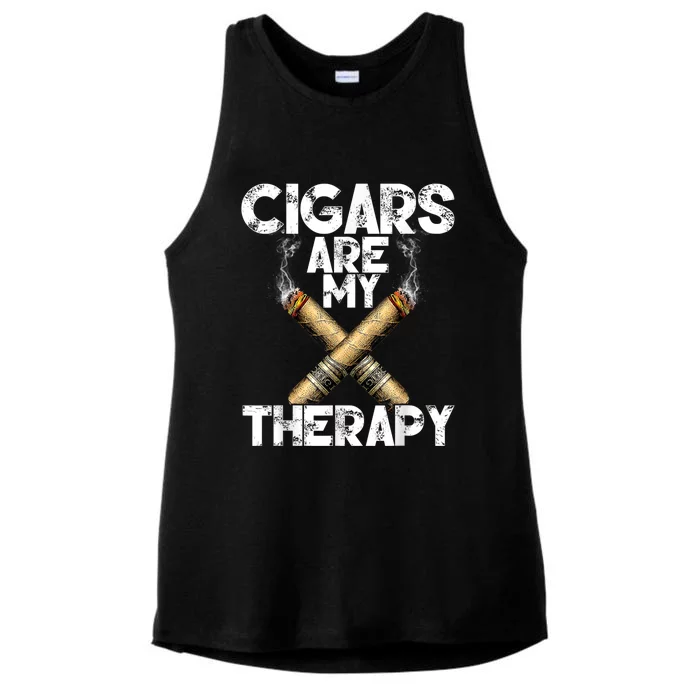 Cool Funny Cigar For Men Cigars Are My Therapy Ladies Tri-Blend Wicking Tank