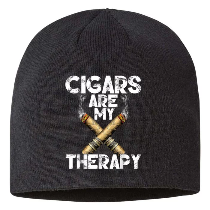 Cool Funny Cigar For Men Cigars Are My Therapy 8 1/2in Sustainable Knit Beanie