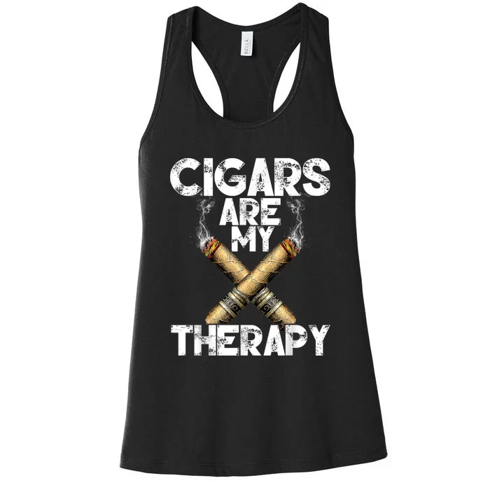 Cool Funny Cigar For Men Cigars Are My Therapy Women's Racerback Tank