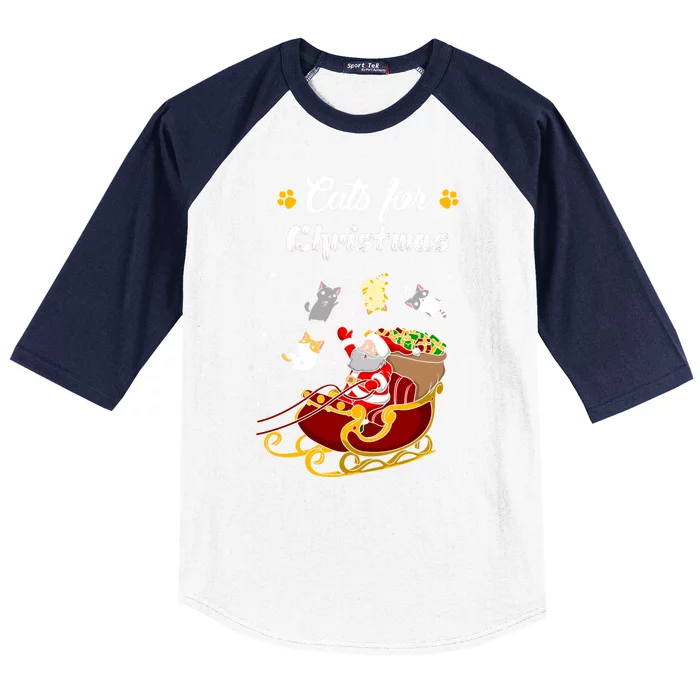 Cats For Christmas Baseball Sleeve Shirt