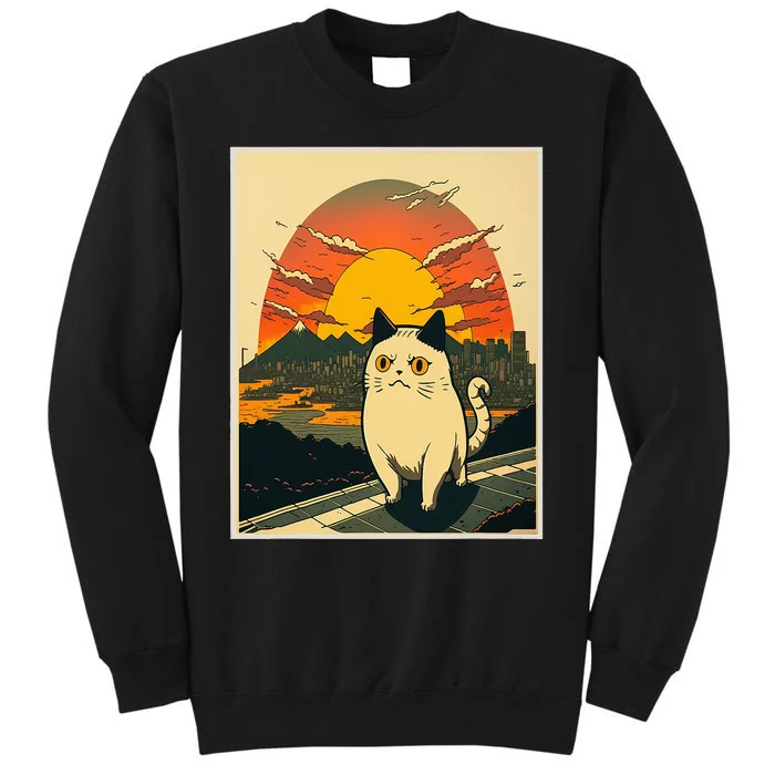 Catzilla Funny Ca Vintage Ca Cat Lover Wave Sweatshirt