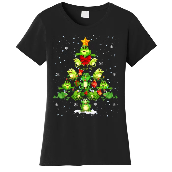 Cute Frog Christmas Tree Gift Decor Perfect For Xmas Tree Women's T-Shirt