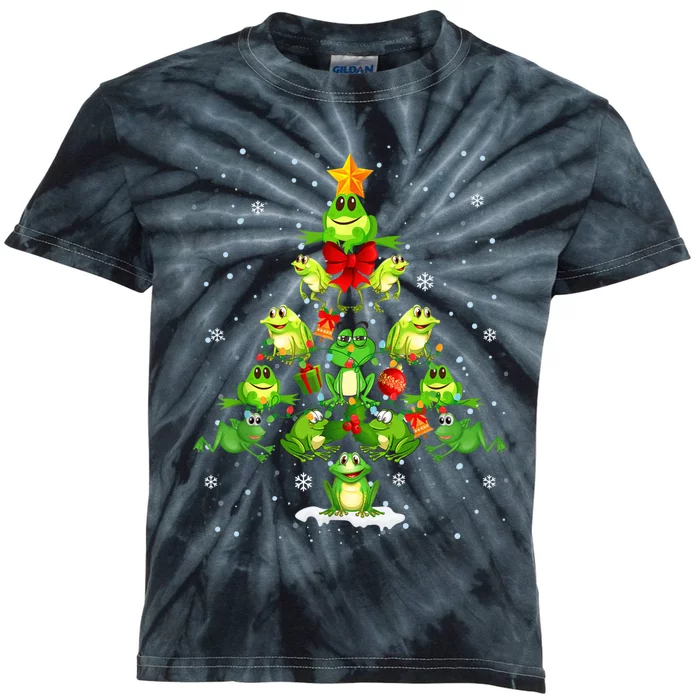 Cute Frog Christmas Tree Gift Decor Perfect For Xmas Tree Kids Tie-Dye T-Shirt