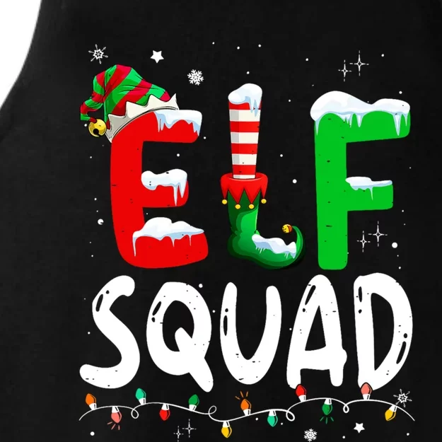 Cute Family Christmas Matching Pajamas Xmas Elf Squad Ladies Tri-Blend Wicking Tank