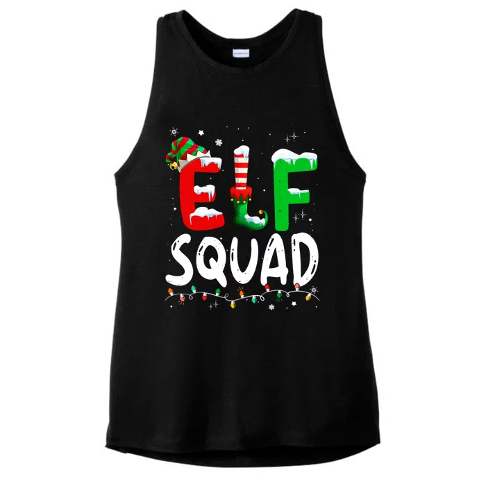 Cute Family Christmas Matching Pajamas Xmas Elf Squad Ladies Tri-Blend Wicking Tank