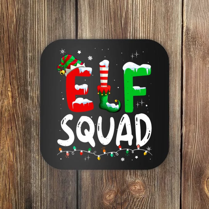 Cute Family Christmas Matching Pajamas Xmas Elf Squad Coaster