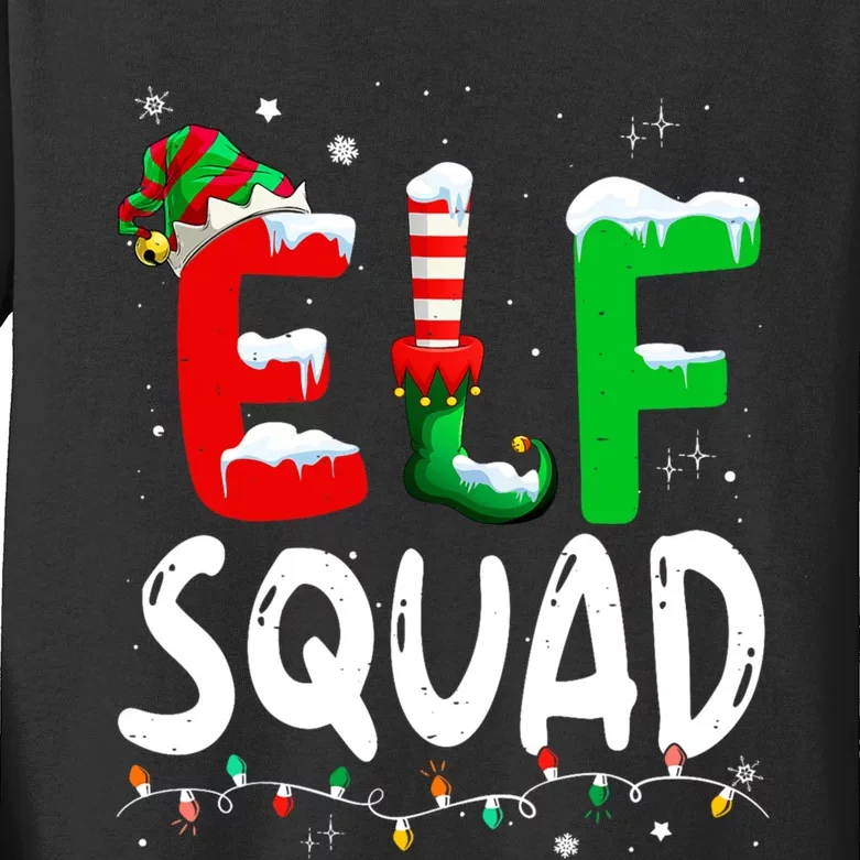 Cute Family Christmas Matching Pajamas Xmas Elf Squad Kids Long Sleeve Shirt