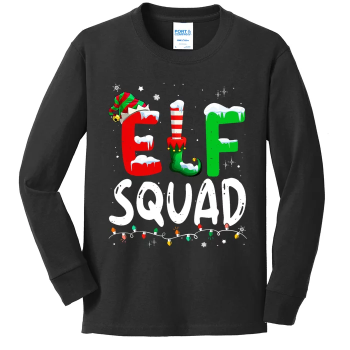 Cute Family Christmas Matching Pajamas Xmas Elf Squad Kids Long Sleeve Shirt