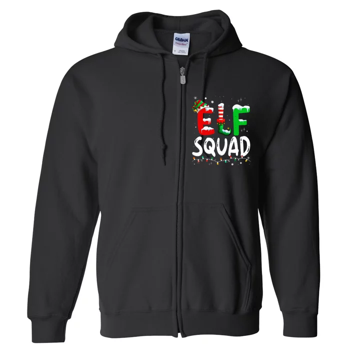 Cute Family Christmas Matching Pajamas Xmas Elf Squad Full Zip Hoodie