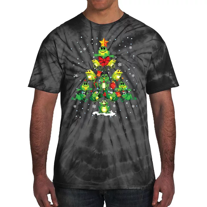 Cute Frog Christmas Tree Gift Decor Xmas Tree Tie-Dye T-Shirt