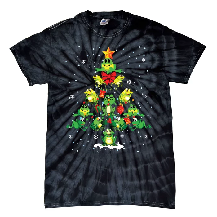 Cute Frog Christmas Tree Gift Decor Xmas Tree Tie-Dye T-Shirt