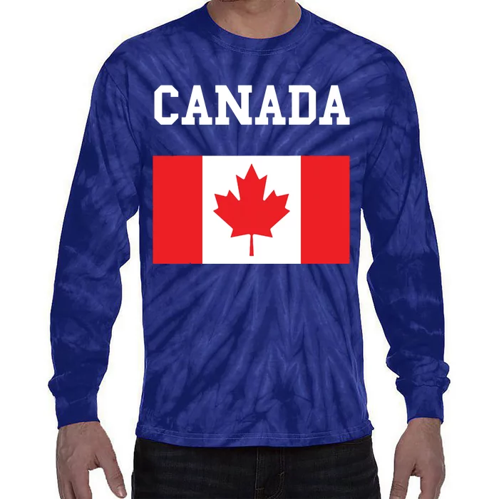 Canada Flag Canadian Flag Canadian Roots Maple Leaf Tie-Dye Long Sleeve Shirt