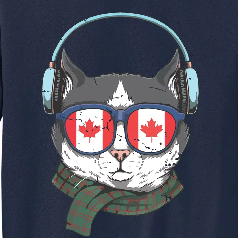 Canada Flag Canadian Cat Sunglasses Funny Tall Sweatshirt