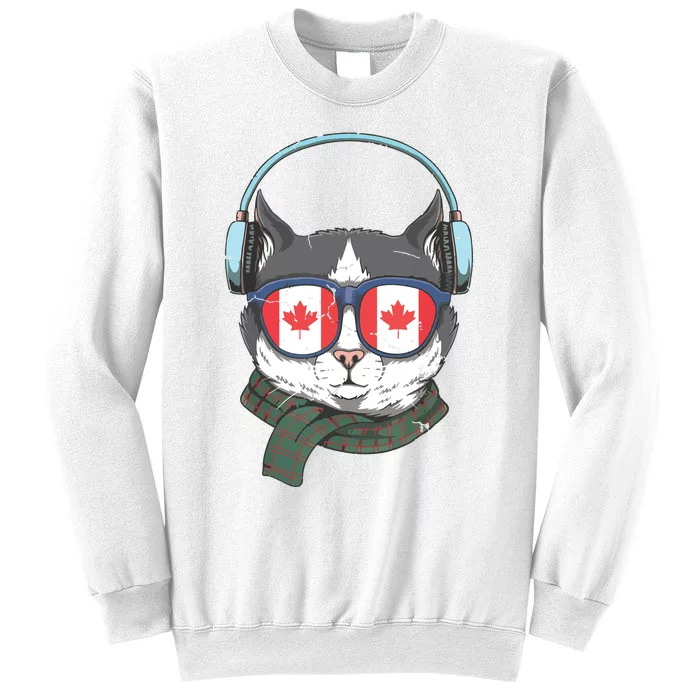 Canada Flag Canadian Cat Sunglasses Funny Sweatshirt