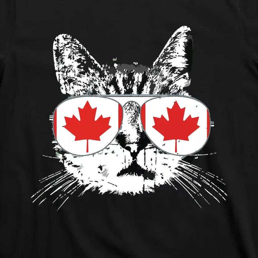 Canada Flag Canadian Cat Sunglasses Funny T-Shirt