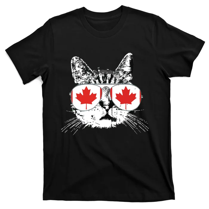 Canada Flag Canadian Cat Sunglasses Funny T-Shirt