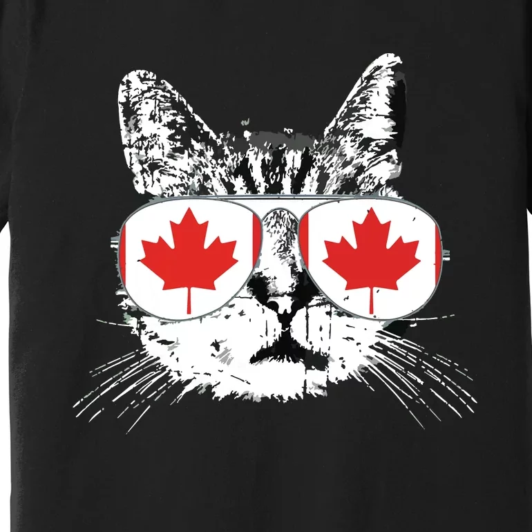 Canada Flag Canadian Cat Sunglasses Funny Premium T-Shirt