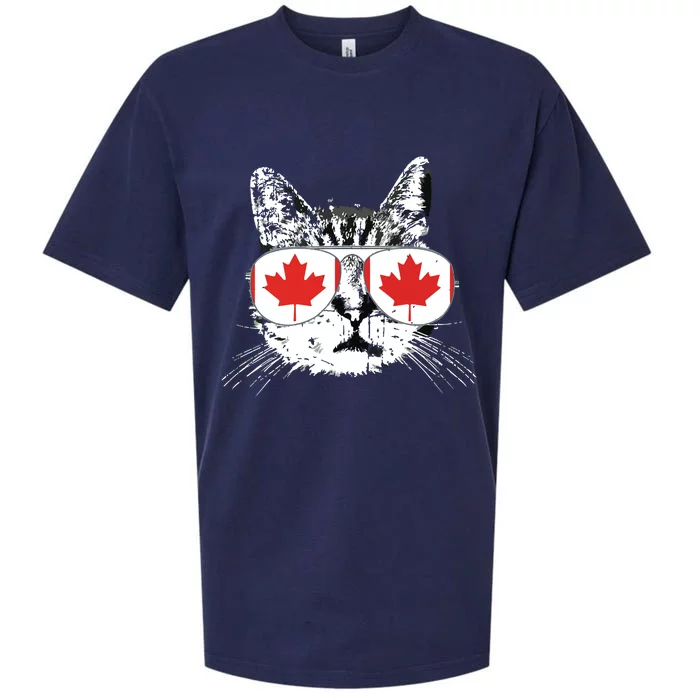 Canada Flag Canadian Cat Sunglasses Funny Sueded Cloud Jersey T-Shirt