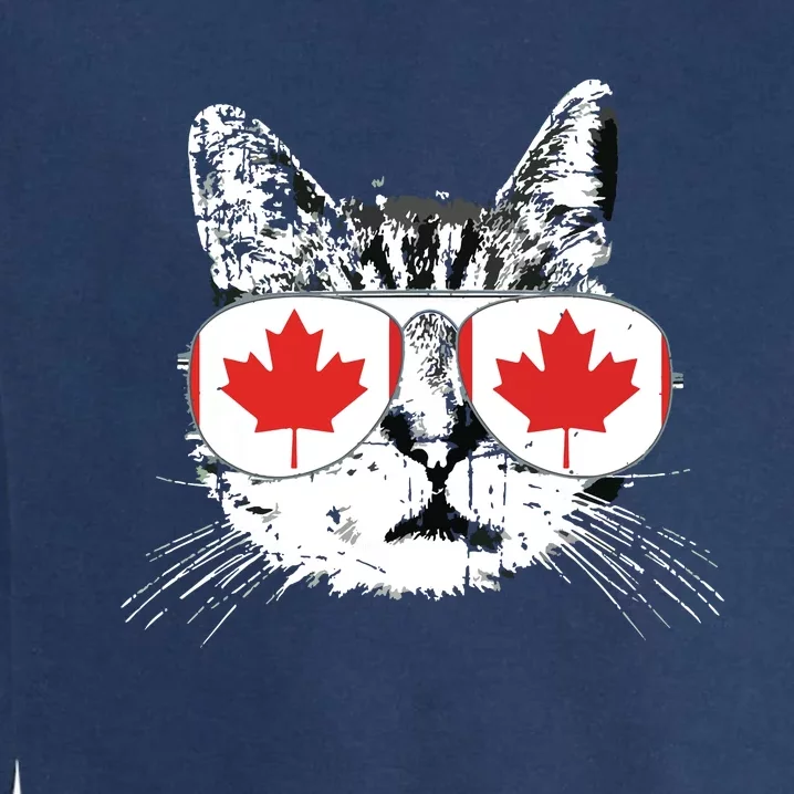 Canada Flag Canadian Cat Sunglasses Funny Garment-Dyed Sweatshirt