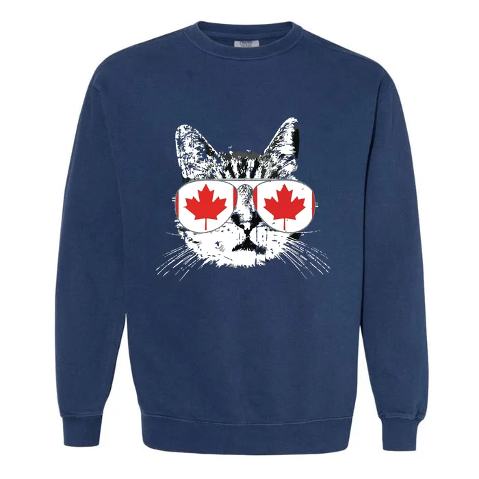 Canada Flag Canadian Cat Sunglasses Funny Garment-Dyed Sweatshirt