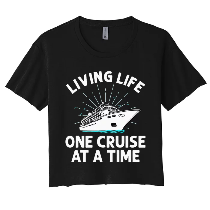 Cruise  Family Cruise funny Vacation Couples Women's Crop Top Tee