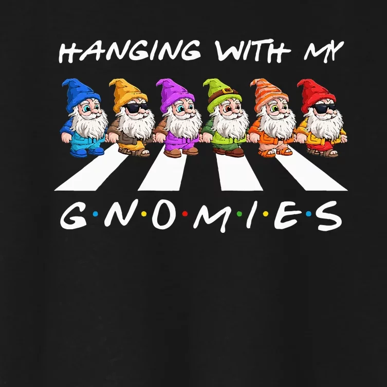 Crosswalk Funny Christmas Hanging With My Gnomies Friend Women's Crop Top Tee