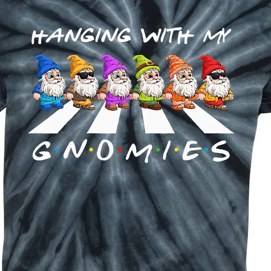 Crosswalk Funny Christmas Hanging With My Gnomies Friend Kids Tie-Dye T-Shirt