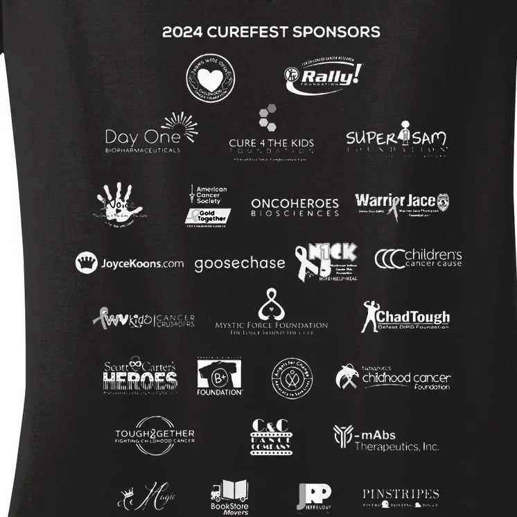 Curefest For Childhood Cancer 2024 Design 2 For Dark Fabric Women's V-Neck T-Shirt