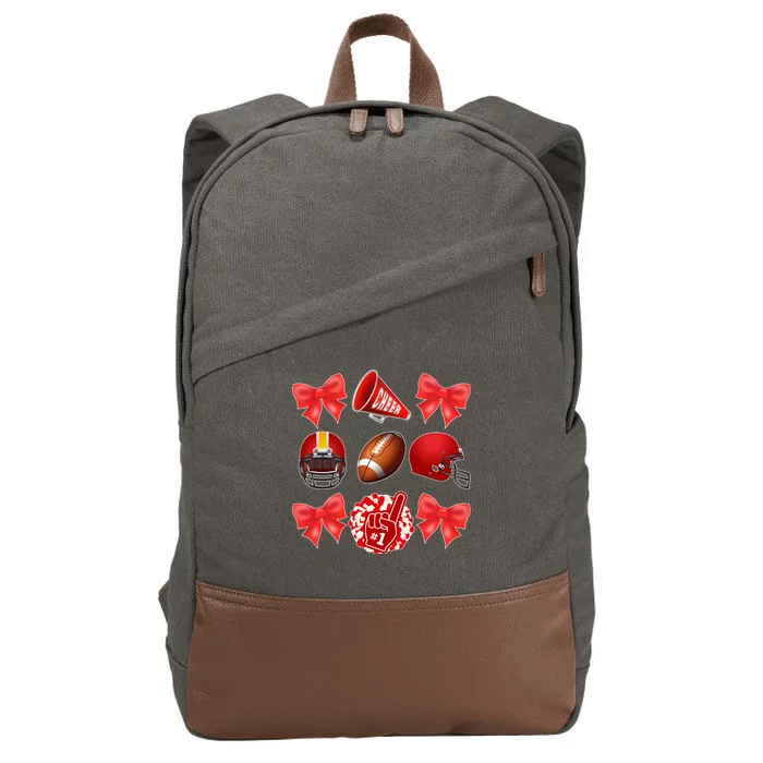 Cute Football Cheer Fan Lover Coquette style Cotton Canvas Backpack