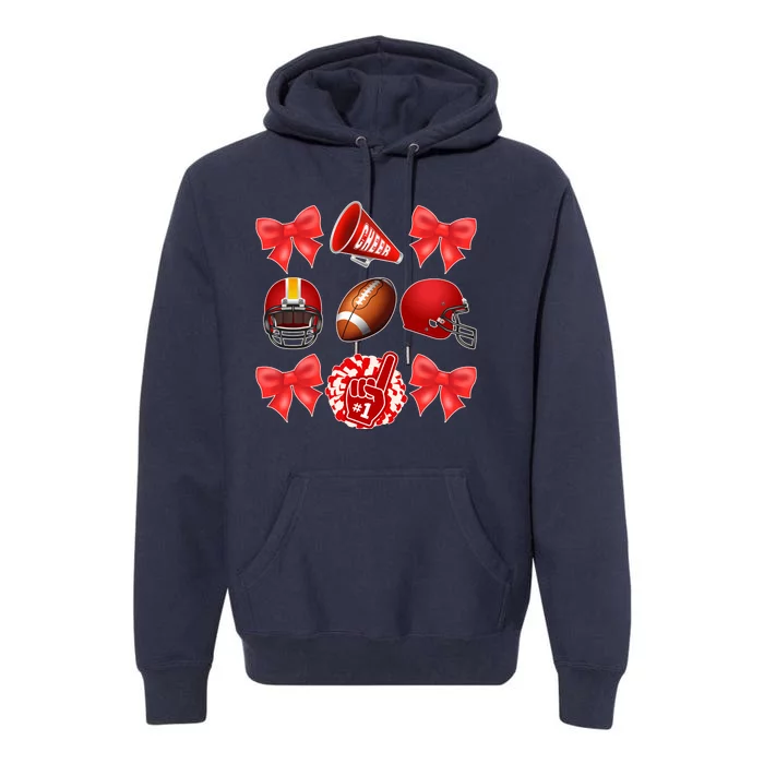 Cute Football Cheer Fan Lover Coquette style Premium Hoodie