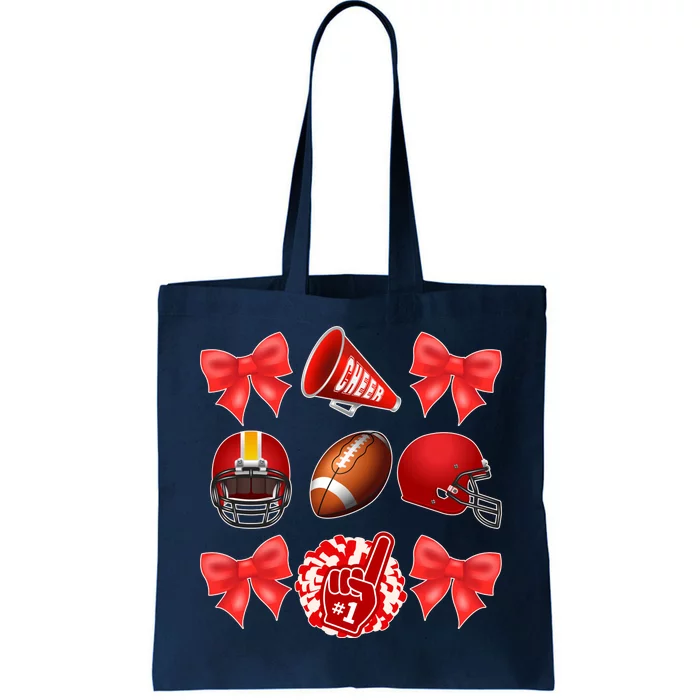 Cute Football Cheer Fan Lover Coquette style Tote Bag