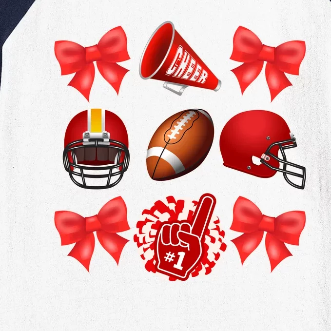 Cute Football Cheer Fan Lover Coquette style Baseball Sleeve Shirt