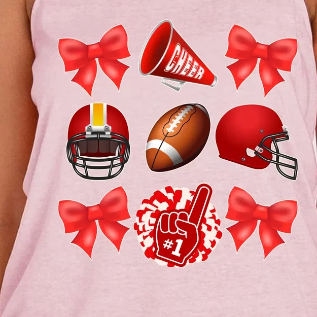 Cute Football Cheer Fan Lover Coquette style Women's Knotted Racerback Tank