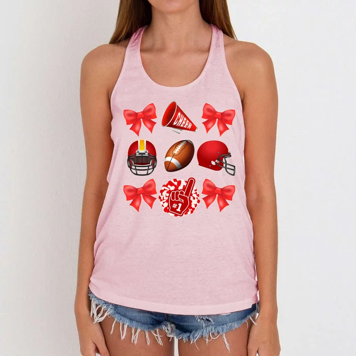 Cute Football Cheer Fan Lover Coquette style Women's Knotted Racerback Tank