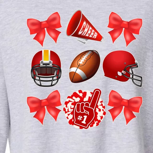 Cute Football Cheer Fan Lover Coquette style Cropped Pullover Crew