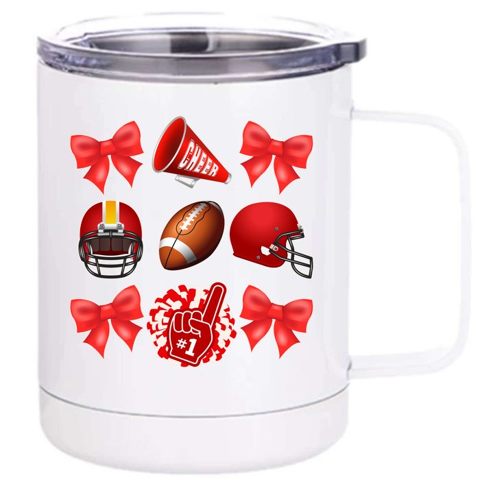 Cute Football Cheer Fan Lover Coquette style Front & Back 12oz Stainless Steel Tumbler Cup