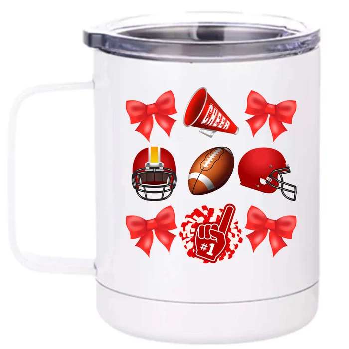 Cute Football Cheer Fan Lover Coquette style Front & Back 12oz Stainless Steel Tumbler Cup